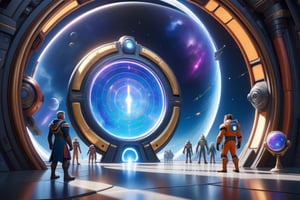 a beautiful concept 3 d disney, pixar characters, close up view of mirrorverse guardians in front of the portal opening, stellar mirror, anime, manga, hyper detailed, vibrant, landscape, 8 k hd, digital, art station, cg