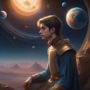 a beautiful painting about of the story follows a young prince who visits various planets in space, including earth, and addresses themes of loneliness, friendship, love, and loss, 8 k resolution, hdr, highly detailed