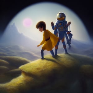 a beautiful painting about of the story follows a young prince who visits various planets in space, including earth, and addresses themes of loneliness, friendship, love, and loss, 8 k resolution, hdr, highly detailed