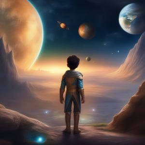 a beautiful painting about of the story follows a young prince who visits various planets in space, including earth, and addresses themes of loneliness, friendship, love, and loss, 8 k resolution, hdr, highly detailed