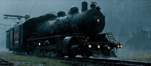 A cybernetic cyberpunk locomotive on rainy day (from alternate reality:1.4),
break,
break,
Noise: 50%,
break,
break,
(hyper future realistic style),
break,
break,
(Strength 6.0),
break,
break,
painting by jakub rozalski,
break,
break,
movie still, cinestill, ,greg rutkowski