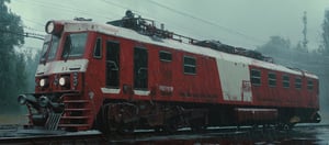 A cybernetic cyberpunk red and white locomotive on rainy day (from alternate reality:1.4),
break,
break,
Noise: 50%,
break,
break,
(hyper future realistic style),
break,
break,
(Strength 6.0),
break,
break,
painting by jakub rozalski,
break,
break,
movie still, cinestill, ,greg rutkowski