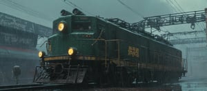 A cybernetic cyberpunk locomotive on rainy day (from alternate reality:1.4),
break,
break,
Noise: 50%,
break,
break,
(hyper future realistic style),
break,
break,
(Strength 6.0),
break,
break,
painting by jakub rozalski,
break,
break,
movie still, cinestill, ,greg rutkowski