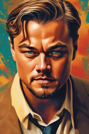 A hyper-realistic and stunning depiction of Leonardo DiCaprio, capturing his charisma and charm, trending on Behance, intricate textures, vivid color palette, reminiscent of Alex Ross and Norman Rockwell.