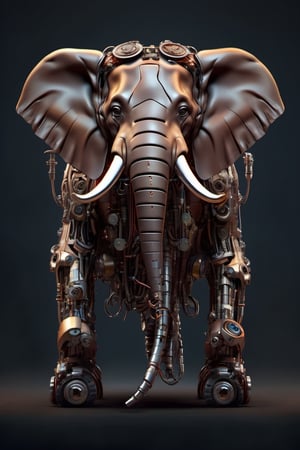 cybernetic elephant made out of different organic and mechanic parts, full body portrait,seen from below, highly detailed, beautiful colours, masterpiece, ,DonMCyb3rN3cr0XL ,cyborg style,biopunk style