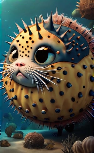 Puffy the pufferfish cat, the protector of the oceans and its creatures