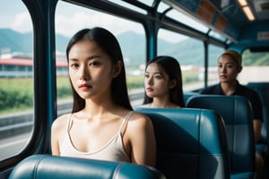 A realistic and detailed 3D render of an 18-year-old Taiwanese girl and a group of bald men inside a bus on a hot summer day. They are all sweating, with the girl and one of the bald men hugging each other. The bus interior shows seats and windows, with an urban landscape visible outside. The lighting is bright and natural, with sunlight streaming through the bus windows, highlighting the warmth and intensity of the summer day.
BREAK,
dramatic lighting,highly detailed,high budget,bokeh,cinemascope,moody,epic,gorgeous,film grain,grainy,masterpiece,best quality,perfect anatomy,very aesthetic,official art,8k,