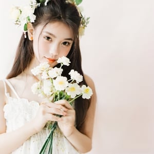 mggirl,portrait, cute girl holding flower