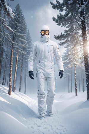 A full body man in forest                                                                                                                                   snowstorm, paisagem, 8k, paisagem, 8k,Cyberpunk,photo r3al,no_humans,dream_girl,salttech,perfect light,photorealistic