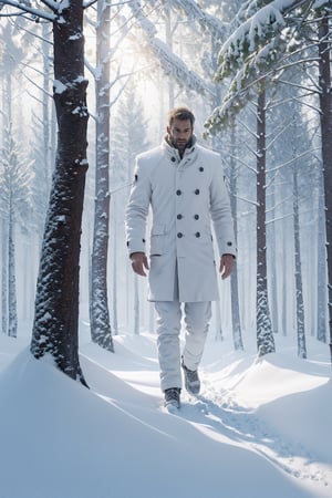 A full body man in forest                                                                                                                                   snowstorm, facing the camera,paisagem, 8k, salttech,perfect light,paisagem, 8k,Real photos, no_humans,movie lighting, movie shots, ray tracing,photorealistic