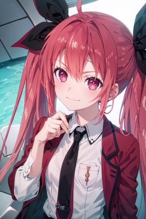 (((pixel-perfect, detail-perfect))), solo, 1girl, kotori itsuka, jacket, necktie, looking at viewer, closed mouth, smirk, kotori itsuka,kotori itsuka, soft