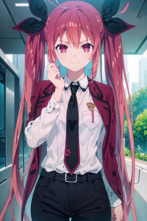 (((pixel-perfect, detail-perfect))), solo, 1girl, kotori itsuka, jacket, necktie, looking at viewer, closed mouth, smirk, kotori itsuka,kotori itsuka, soft