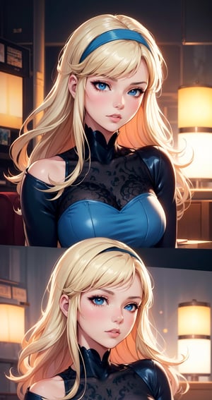 a close up of a woman in a blue dress with a white headband, artwork in the style of guweiz, ig model | artgerm, extremely detailed artgerm, hyper realistic anime, soft portrait shot 8 k, artgerm. anime illustration, in the art style of bowater, blonde - haired princess, 8k artgerm bokeh