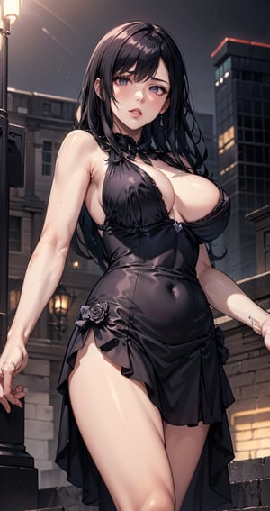 (masterpiece, top quality, best quality, official art, beautiful and aesthetic:1.2), (1girl),a sexy anime girl,beautiful detailed eyes,beautiful detailed lips,extremely detailed eyes and face,long eyelashes,1girl,dynamic pose, cinematic lighting,vibrant colors, highly detailed,elegant dress, glowing skin, warm lighting, intricate background, photorealistic, concept art, red and black dress