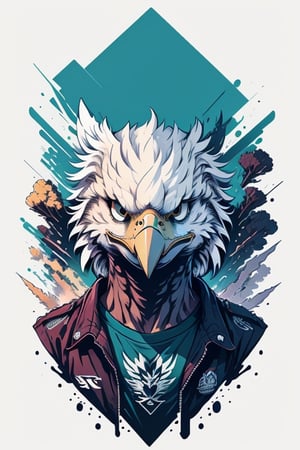 vector logo style, Vexel style, powerful logo of a eagle face looking sideways, white background, by yukisakura, highly detailed, sharp lines, in frame, 

tshee00d,high quality, T shirt design