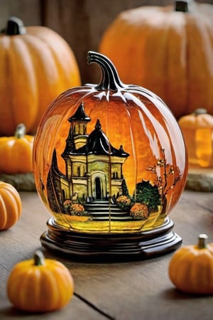 glass pumpkin at the cemetery ,Leonardo Style