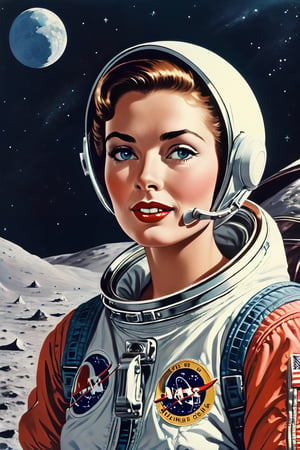 First woman on the moon, 1955, retro