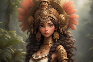 A female figure representing the pinnacle of human beauty, blending ideal attributes from diverse cultures and epochs, Her attire and accessories should resonate with Colombian mythology or regional Colombian styles, echoing the country's rich history and aesthetic appeal, Craft her form to depict the most harmoniously proportioned and healthiest human body, representing the zenith of evolutionary genetics without veering into the bizarre or exaggerated, Every feature, from the curve of her lips, the sparkle in her eyes, to the posture she assumes, should be meticulously detailed, epitomizing aesthetic perfection and purity, Set against a tableau of Colombia's captivating landscapes, reinforcing the synergy of natural beauty and human allure, Her expression should radiate a serene confidence, symbolizing the embodiment of human beauty and potential. The final design should encapsulate a woman who, through her appearance and Colombian-inspired attire, becomes a paragon of evolutionary aesthetics and elegance.",gh3a,dfdd,Magical Fantasy style