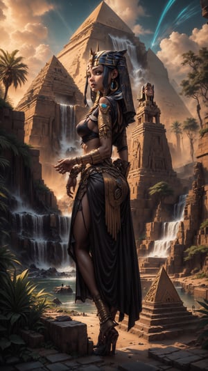 "photorealistic, high resolution, ((girl with curious expression)), standing in front of a grand sphinx, floating islands with waterfalls, pyramids in the distance, golden hour lighting, dramatic clouds, rule of thirds, ((sharp focus)), ((rich colors))"

,nodf_lora,Cyber_Egypt