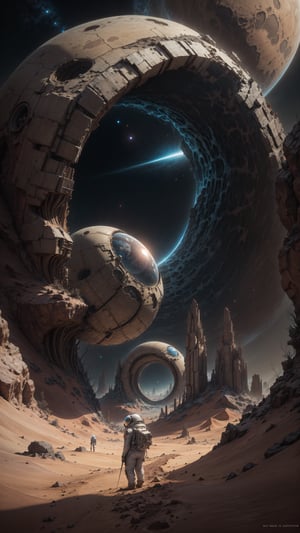 Astronaut, Desert, Portal to another WORLD, Science Fiction 