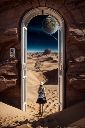 Girl, Door, Desert, Another World,Science Fiction,Surrealism