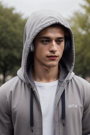 [Tom Daley: Tom Holland: 0.75], hood, headphones, hoodie, hands_in_pockets, male_focus, hooded_jacket, 1boy, orange_hair, highly detailed glossy eyes, bright smil, (rain), headphones_around_neck, jacket, ((hood_down)), hand_in_pocket, drawstring, necklace, jewelry, shirt, solo, looking_at_viewer, pants, open_clothes, rim lighting, studio lighting, looking at the camera, dslr, ultra quality, sharp focus, tack sharp, dof, film grain, Fujifilm XT3, crystal clear, 8K UHD, highly detailed glossy eyes, high detailed skin, skin pores, Germany Male,Germany Male,France Male,European Country would you Like