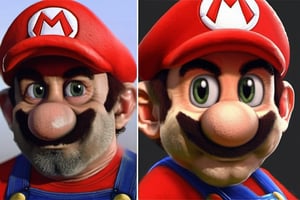 photo portrait of realistic super mario