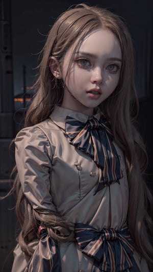 lora:M3GEN:0.65
(looking at viewer),(cowboy shot dynamic pose:1.22),
M3GEN/(Robot Girl/), 1girl, solo, long hair, blonde hair, realistic, blurry, grey eyes, bow, photo inset, upper body, bowtie, parted lips, ribbon, lips,
detailed shiny skin,perfect and very white teeth,
Ultra-fine facial detail,eyelashes,Glossy pink lips,
(detailed The dark and terrifying alleys background:1.4),outdoors,(night:1.33),
