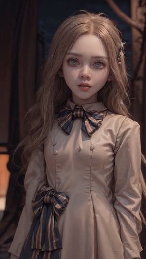 lora:M3GEN:0.65, 
(looking at viewer),(cowboy shot dynamic pose:1.22),
M3GEN/(Robot Girl/), 1girl, solo, long hair, blonde hair, realistic, blurry, grey eyes, bow, photo inset, upper body, bowtie, parted lips, ribbon, lips,
detailed shiny skin,perfect and very white teeth,
Ultra-fine facial detail,eyelashes,Glossy pink lips,
(detailed The dark and terrifying alleys background:1.4),outdoors,(night:1.33),
