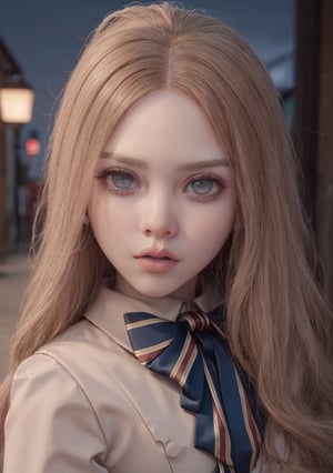 lora:M3GEN:0.65
(looking at viewer),(cowboy shot dynamic pose:1.22),
M3GEN/(Robot Girl/), 1girl, solo, long hair, blonde hair, realistic, blurry, grey eyes, bow, photo inset, upper body, bowtie, parted lips, ribbon, lips,
detailed shiny skin,perfect and very white teeth,
Ultra-fine facial detail,eyelashes,Glossy pink lips,
(detailed The dark and terrifying alleys background:1.4),outdoors,(night:1.33),
