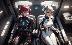 a photo of pair of beautiful european young girls sitting in a seat chair in the spaceship, leaning back, wearing (latex:0.5) bodysuit, symmetry, arms on armrest, red yellow, science fiction, shot from above, (highly detailed:1.1), rfktr_technotrex, lora:rfktrsTechnotrexV10_rfktrsTechnotrexV10:0.15, lora:futuristic_interior_composer:0.3, lora:futuristic_interior_refiner:0.3, sharp focus, lora:mechaMjstyle_v10:0.25, neotech sleek ,lora:NeoFuturisticTech-20:0.1,
,futuristic_interior ,neotech,sleek,rfktr_technotrex