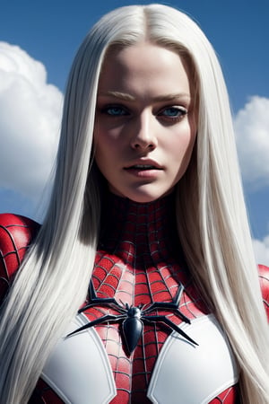 modelshoot style, (extremely detailed 8k wallpaper), a medium shot photo of a 18 yo girl (Christina Aguilera:Amanda Seyfried:0.5), white spider man suit, long blunt hair, blonde, beautiful face, roof, masterpiece, intricate detail, perfect anatomy, lora:add_detail:0.5, Intricate, High Detail, dramatic
