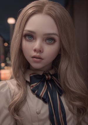 lora:M3GEN:0.65
(looking at viewer),(cowboy shot dynamic pose:1.22),
M3GEN/(Robot Girl/), 1girl, solo, long hair, blonde hair, realistic, blurry, grey eyes, bow, photo inset, upper body, bowtie, parted lips, ribbon, lips,
detailed shiny skin,perfect and very white teeth,
Ultra-fine facial detail,eyelashes,Glossy pink lips,
(detailed The dark and terrifying alleys background:1.4),outdoors,(night:1.33),