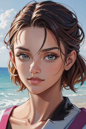 oil painting style portrait of realistic photo of lyco:sd15_NicolaCavanis_loha_64_v1:1, NicolaCavanis, face, eyes, summer symbols