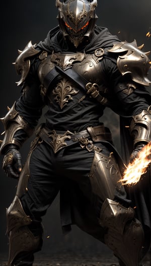 photorealistic, high resolution, soft light work of art,1man, Picture a young man in fighting stance, muscular body, short spiky black hair, full body,  Wide Shot,  wallpaper,  (cinematic dramatic light),  (detailed black armored suit, ripped),  (armored weapon:1),  arcane,  wind magic,  magic surrounds,  mesmerizing,  visual effects,  fire flying all over the shinning sky,  creepy sad laughing demon mask,  assassin weapon,  perfect hands,  sacred fantasy, dynamic pose, ancient portal in the background, JINKUNGFU, Male focus, Hard Gay focus,bara