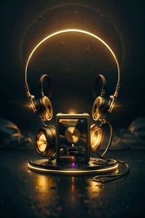 Music player, radio music, satu objek, simple , aerphone, background, halloween, aura, futuristik, Hallows Eve
