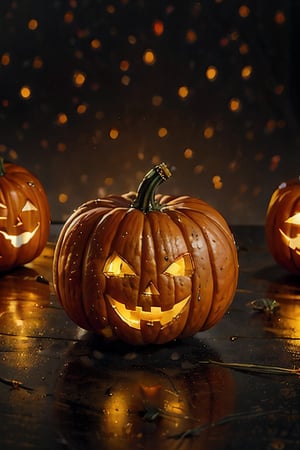 Halloween, halloween pumpkin, orange, focus, bokeh, simple background, (using earphone:0.3)