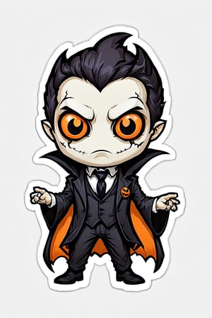 sticker, centered, ((solo)), digital art, 'Halloween', chibi, orange, | (white background: 1.2), simple background, Halloween theme, 2D, 'DRACULA', scary, (Skottie Young style:1.3)
(masterpiece, best quality: 1.5),
luxury suit, in the tomb