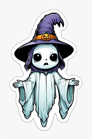 sticker, centered, ((solo)), digital art, 'Halloween', chibi, (white background: 1.2), simple background, Halloween theme, 2D, 'hovering ghost', scary, (Skottie Young style:1.3)
(masterpiece, best quality: 1.5), in the tomb