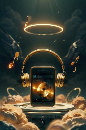 Music player, radio music, satu objek, simple , aerphone, background, aura, futuristik