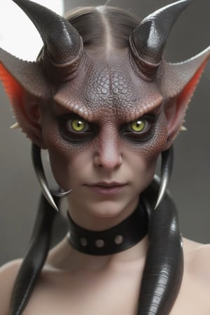 lizard face girl,sexy,daemon's horn,4 eyes