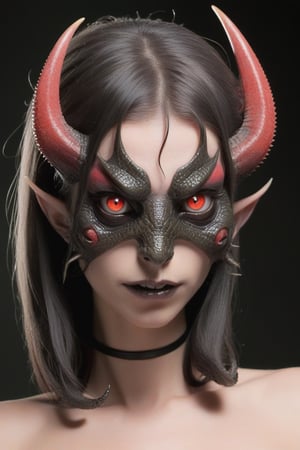 lizard face girl,sexy,daemon's horn,4 eyes