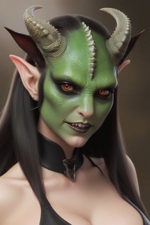 lizard face girl,sexy,daemon's horn