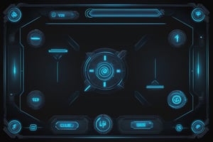 blowing blue line ui frame,black background,survival-game,ruins,button slots