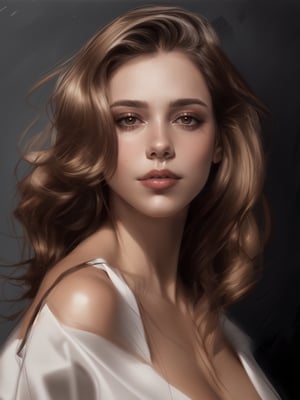 masterpiece, best quality, dreamwave, aesthetic, hyper realistic LUXURY portrait 1woman Svetlana Khochenkova, sketch, lineart, shading,  portrait by Charles Miano, Art by Nikolay Feshin