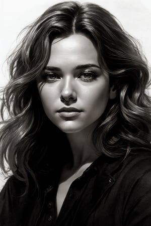 Svetlana Khochenkova is a hyper-realistic pencil sketch by artist Nikolai Feshin and Orest Kiprensky. masterpiece, best quality, dreamwave, aesthetic, sketch, lineart, shading, portrait by Charles Miano, Style by Nikolay Feshin, charcoal \(medium\)