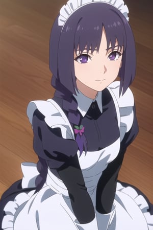 ((1girl solo)),((Sumire Kakei in a maid costume)),[[twin braids]],[[perfect face]],[[[full body]]], [[Very detailed body]],[[gorgeous maid]],[[black maid costume]], wearing maid uniform, maid, maid outfit,anime maid, maid dress,[[coffee maid background]],((8k)),High Quality 