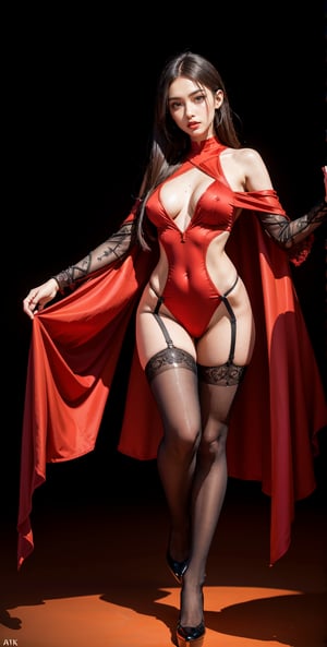 RED cloths, black pantyhose, excitement, symmetry, perfect composition, surreal, hyper detailed, 8k, high quality, front view, epic instagram, artstation, hyper detailed intricate detail, unreal engine, intricate detail, splash screen, complementary colors, concept art, 8k , heavy strokes, splash art, full height, full body focus,dynamic poses,body stocking, 