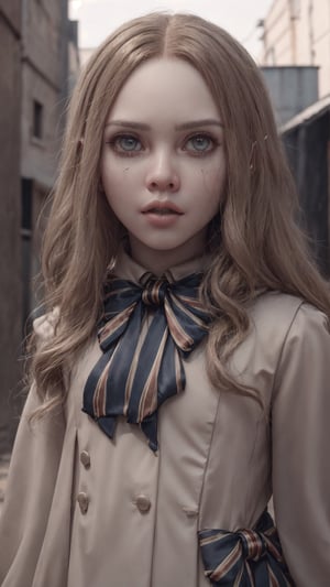 lora:M3GEN:0.65,
(looking at viewer),(cowboy shot dynamic pose:1.22),
M3GEN/(Robot Girl/), 1girl, solo, long hair, blonde hair, realistic, blurry, grey eyes, bow, photo inset, upper body, bowtie, parted lips, ribbon, lips,
detailed shiny skin,perfect and very white teeth,
finely detailed beautiful eyes,Ultra-fine facial detail,eyelashes,Glossy pink lips,
(detailed The dark and terrifying alleys background:1.4),outdoors,(day:1.33),
depth of field,intricate,elegant,highly detailed,digital photography,masterpiece,hdr,,
,M3GEN/(Robot Girl/)