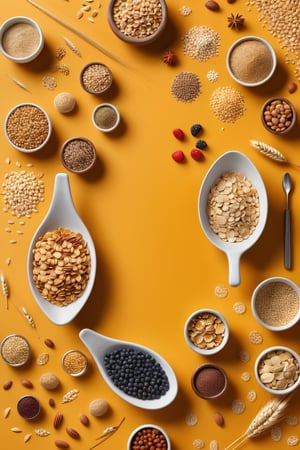 Photography, cereal grains of the world, flat lay photography, object arrangement, knolling photography